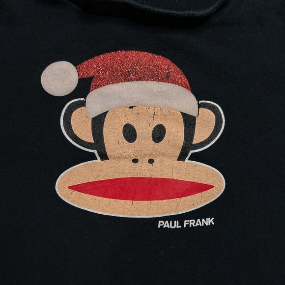 Paul Frank Santa Hat Christmas Holiday Long Sleeve Graphic T-Shirt Glitter Y2K - Picture 2 of 6